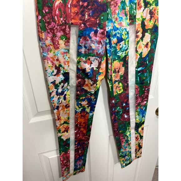 Revolve Casper & Pearl Sophmore Pants Floral Skinny Leg Sheer Front Artsy Fun - Picture 3 of 11